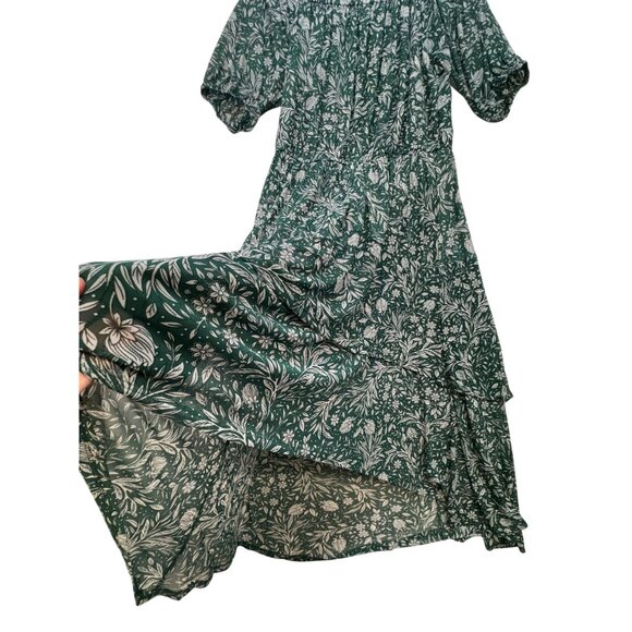Harlow & Rose Womens High Low Maxi Dress XL Green White Floral Print Coastal - Picture 4 of 16